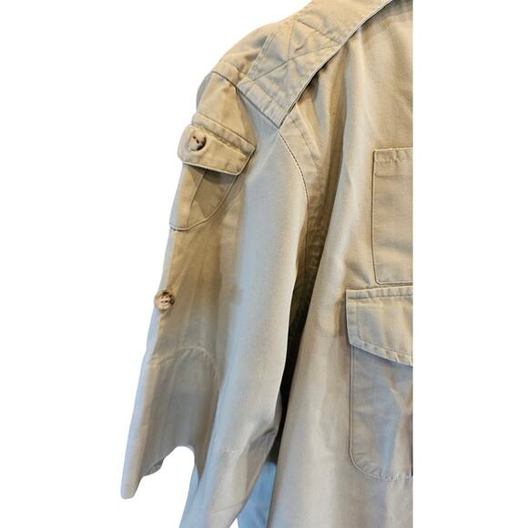 Vintage Willis & Geiger sz XL khaki shootin shirt double pocket shoulder patch # - Picture 4 of 7